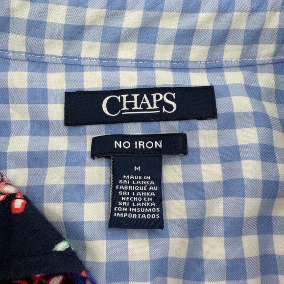Chaps Women's Paisley Print No Iron Button Down Shirt Blue Red Green Medium - Picture 3 of 6